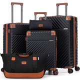 Cosbarn Luggage Sets 5 Piece with TSA Lock Spinner Wheels, Unisex Hard Case ABS Suitcase Set, Hardshell Lightweight Waterproof Travel Hardside Suitcases with Wheels for Women Men, Black