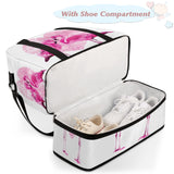 Couple Flamingo Foldable Travel Duffel Bag Tote Carry On Luggage Sports Gym Bag With Shoe Compartment For Woman Man Overnight Weekend Yoga Workout Training Handbag