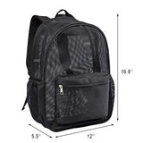 COVAX Heavy Duty Mesh Backpack, See Through College Backpack, Black