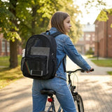 COVAX Heavy Duty Mesh Backpack, See Through College Backpack, Black
