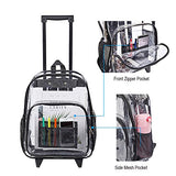 COVAX Rolling Clear Backpack, Heavy Duty See Through Bookbag, Transparent PVC Cold-resistant Backpack with Wheels (Black)