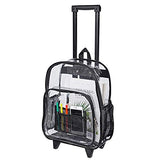 COVAX Rolling Clear Backpack, Heavy Duty See Through Bookbag, Transparent PVC Cold-resistant Backpack with Wheels (Black) | Backpacks4Less