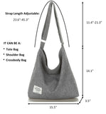 Covelin Women's Retro Large Size Canvas Shoulder Bag Hobo Crossbody Handbag Casual Tote Dark Green