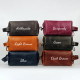 COZY LEATHER Personalized Travel Toiletry Bag for Men Premium Genuine Leather Dopp Kit for Men, Leather Dopp Kit Light Brown Small