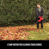 CRAFTSMAN 3 - in - 1 Leaf Blower, Vacuum and Mulcher, Backpack Blower Up to 260 MPH, 12 Amp, Corded Electric Leaf Collector (CMEBL7000)