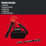CRAFTSMAN 3 - in - 1 Leaf Blower, Vacuum and Mulcher, Backpack Blower Up to 260 MPH, 12 Amp, Corded Electric Leaf Collector (CMEBL7000)