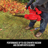 CRAFTSMAN 3 - in - 1 Leaf Blower, Vacuum and Mulcher, Backpack Blower Up to 260 MPH, 12 Amp, Corded Electric Leaf Collector (CMEBL7000)