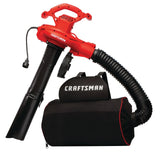 CRAFTSMAN 3-in-1 Leaf Blower, Vacuum and Mulcher, Backpack Blower Up to 260 MPH, 12 Amp, Corded Electric Leaf Collector (CMEBL7000)