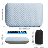 Crisonky Travel and Camping Pillow - Compressible Medium Firm Memory Foam Pillow with Carry Bag for Backpacking & Airplane, Lumbar Support. Breathable Cooling Fabric, Washable Pillowcase (Wathet Blue)