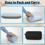 Crisonky Travel and Camping Pillow - Compressible Medium Firm Memory Foam Pillow with Carry Bag for Backpacking & Airplane, Lumbar Support. Breathable Cooling Fabric, Washable Pillowcase (Wathet Blue)