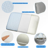 Crisonky Travel and Camping Pillow - Compressible Medium Firm Memory Foam Pillow with Carry Bag for Backpacking & Airplane, Lumbar Support. Breathable Cooling Fabric, Washable Pillowcase (Wathet Blue)