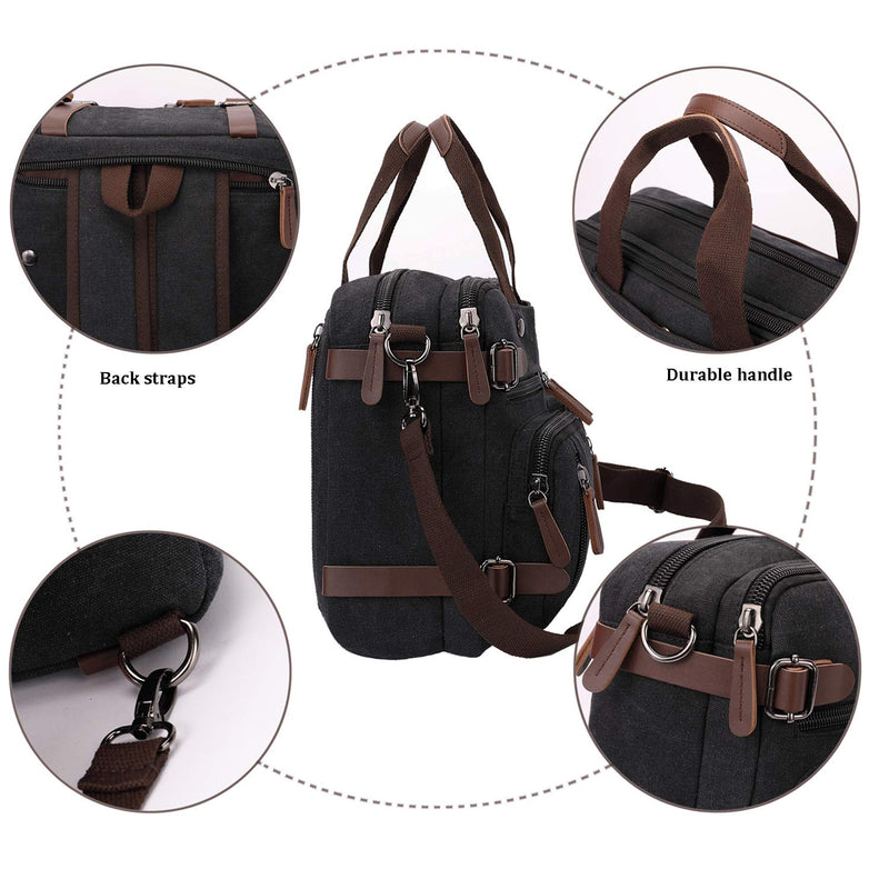 CROCOD 3 in 1 Convertible Laptop Backpack, 17.3 inch Messenger Bag for Men, Multi - Functional Travel Laptop Bag for College Men Women (17.3 Inch, Black)