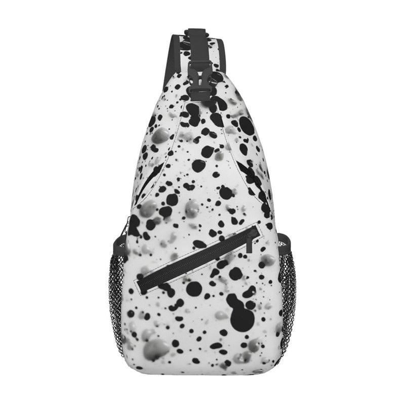 Cross Chest Bag Sling Backpack Black White Speck Sling Bag Crossbody Shoulder Bag Travel Hiking Daypack