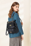 Crossbody Bag for Women Soft PU Leather Handbag Womens Hobo Shoulder bag with Wallet Diamond Plaid (Backpack Black)