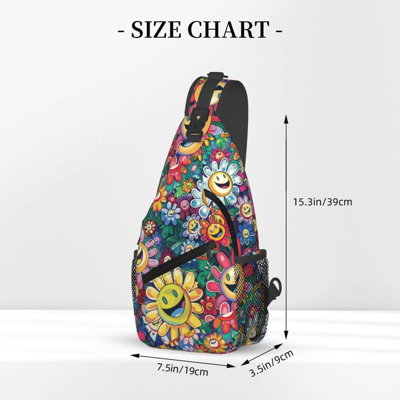 Crossbody Bag Funny Cute Smiling Sunflowers Sling Bag Backpack Chest Bags Shoulder Bag for Women Men