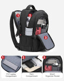 CROSSGEAR Ergonomic Laptop Backpack Reduce Shoulder Strain by 30%, 16 Inch Large Work Backpack, Lightweight Waterproof Travel Backpack, YKK Zipper, Carry-On Bookbag for Work Commute and Travel, Black