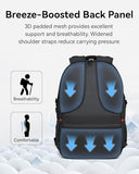 CROSSGEAR Ergonomic Laptop Backpack Reduce Shoulder Strain by 30%, 16 Inch Large Work Backpack, Lightweight Waterproof Travel Backpack, YKK Zipper, Carry-On Bookbag for Work Commute and Travel, Black