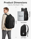 CROSSGEAR Ergonomic Laptop Backpack Reduce Shoulder Strain by 30%, 16 Inch Large Work Backpack, Lightweight Waterproof Travel Backpack, YKK Zipper, Carry-On Bookbag for Work Commute and Travel, Black