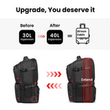 CROSSGEAR Travel Carry On Backpack for Men, 40L Expandable Large Laptop Backpack, Fit 17.3 Inch Computer, TSA - Friendly Luggage Airline Approved, Water Resistant, Business Commute Work Daypack, Black
