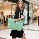 CTWWFS Tote Bag for Women, Travel Essentials Large Tote Bag with Zipper, Top Handle Handbag for Travel, Work (Green)