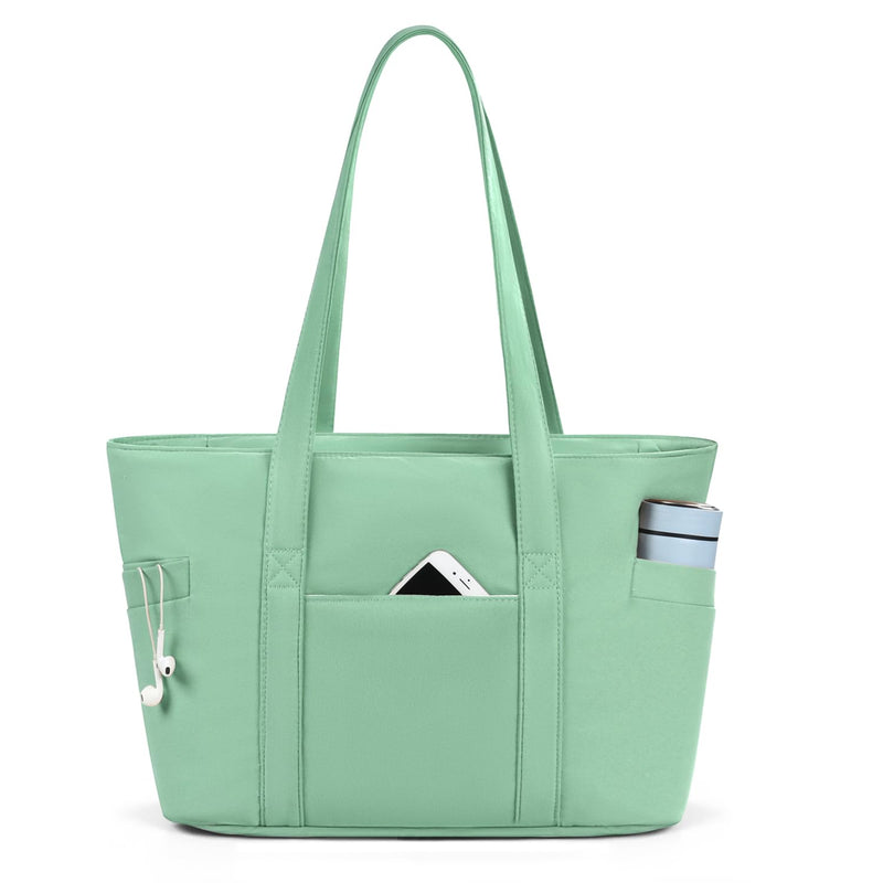 CTWWFS Tote Bag for Women, Travel Essentials Large Tote Bag with Zipper, Top Handle Handbag for Travel, Work (Green)