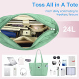 CTWWFS Tote Bag for Women, Travel Essentials Large Tote Bag with Zipper, Top Handle Handbag for Travel, Work (Green)