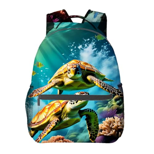 CUEBOS Sea Turtle Backpack, Polyester Laptop Bag, Colorful Coral Reef and Marine Life Backpacks, Ocean Underwater Design Back Pack, | Backpacks4Less
