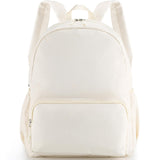 Cunno 1 Piece Nylon Backpack Kids School Backpack for Toddler Girls Boys Plain Waterproof Preppy Bookbags Travel for Student (Creamy White)
