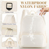 Cunno 1 Piece Nylon Backpack Kids School Backpack for Toddler Girls Boys Plain Waterproof Preppy Bookbags Travel for Student (Creamy White)