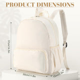 Cunno 1 Piece Nylon Backpack Kids School Backpack for Toddler Girls Boys Plain Waterproof Preppy Bookbags Travel for Student (Creamy White)