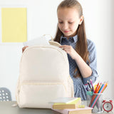 Cunno 1 Piece Nylon Backpack Kids School Backpack for Toddler Girls Boys Plain Waterproof Preppy Bookbags Travel for Student (Creamy White)