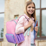 Cunno 1 Piece Nylon Backpack Kids School Backpack for Toddler Girls Boys Plain Waterproof Preppy Bookbags Travel for Student (Pink and Purple)