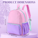 Cunno 1 Piece Nylon Backpack Kids School Backpack for Toddler Girls Boys Plain Waterproof Preppy Bookbags Travel for Student (Pink and Purple)