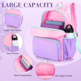 Cunno 1 Piece Nylon Backpack Kids School Backpack for Toddler Girls Boys Plain Waterproof Preppy Bookbags Travel for Student (Pink and Purple)