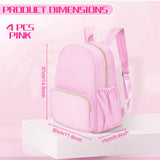 Cunno 4 Pcs Nylon Backpack Kids Bulk Toddler School Bookbag for Girl Boy Plain Waterproof Preppy Backpack Travel for Student(Pink)
