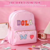 Cunno 4 Pcs Nylon Backpack Kids Bulk Toddler School Bookbag for Girl Boy Plain Waterproof Preppy Backpack Travel for Student(Pink)