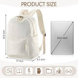 Cunno School Backpack for Teen Girls Boys Kids Cute Nylon Bookbag Waterproof Preppy Backpack Travel Laptop Bag for Students(Cream White,Simple Style)