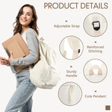 Cunno School Backpack for Teen Girls Boys Kids Cute Nylon Bookbag Waterproof Preppy Backpack Travel Laptop Bag for Students(Cream White,Simple Style)