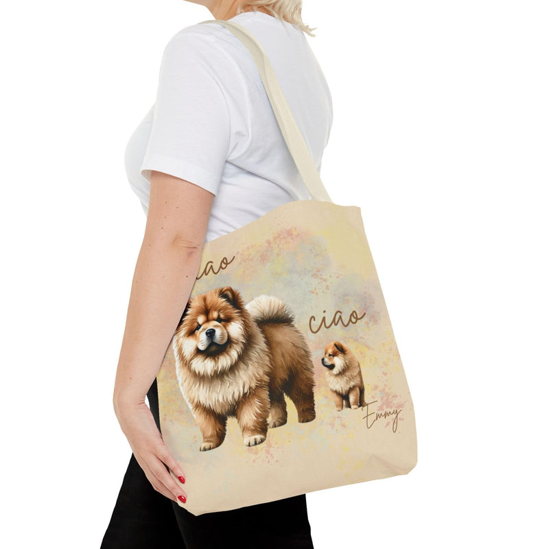 Custom dog mama lover ciao chow chow pet dog mama lover tote errand bag grocery book personalize with name dual sided tote