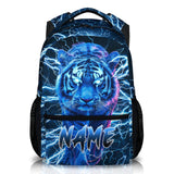 CUSTOMJOY Boys School Backpack, Personalized Tiger Backpacks with Name for Kids Kindergarten Primary Senior Middle, 17 Inch Durable Personalized Cool Lightning Bookbag for School