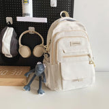 Cute Aesthetic Girls Backpack for School Large Capacity Bookbags College Backpack for Students Kids Teen Girls Laptop Bookbag Casual Travel Daypacks(White)