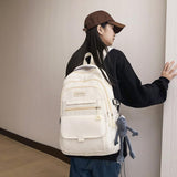 Cute Aesthetic Girls Backpack for School Large Capacity Bookbags College Backpack for Students Kids Teen Girls Laptop Bookbag Casual Travel Daypacks(White)