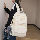 Cute Aesthetic Girls Backpack for School Large Capacity Bookbags College Backpack for Students Kids Teen Girls Laptop Bookbag Casual Travel Daypacks(White)