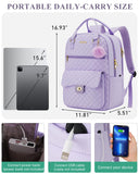 Cute Backpacks for Girls, Big Student Laptop Bag for College Women Middle High School Teens Designer Bookbag Purse Daypack Travel, Purple