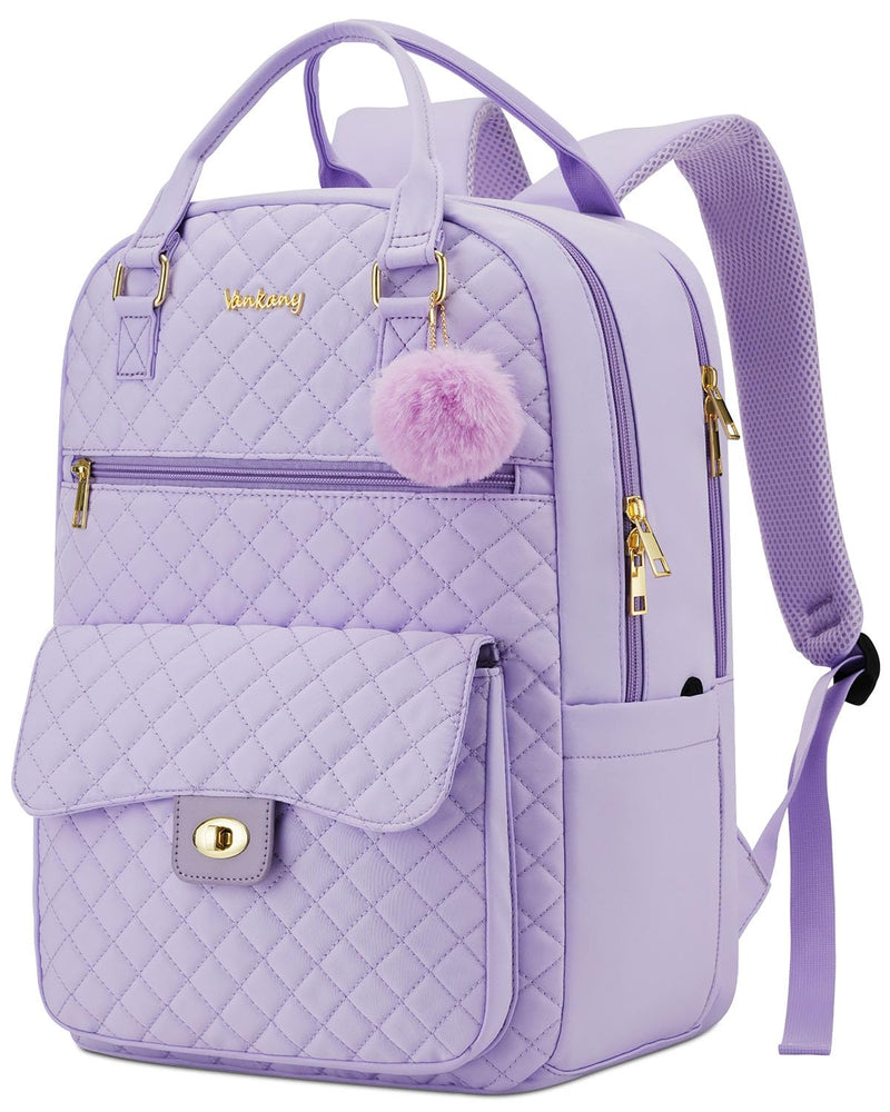 Cute Backpacks for Girls, Big Student Laptop Bag for College Women Middle High School Teens Designer Bookbag Purse Daypack Travel, Purple