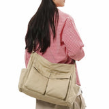 Cute Canvas Tote Bag for School/Work/Travel, Large Crossbody Messenger Bag Laptop Shoulder Bag