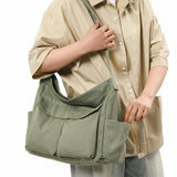 Cute Canvas Tote Bag for School/Work/Travel, Large Crossbody Messenger Bag Laptop Shoulder Bag