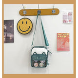 Cute Crossbody Bag Kawaii Ita Bag with Insert and Accessories 4 Pins Small Cat Purse for Phone (Green)