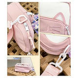 Cute Crossbody Bag Kawaii Ita Bag with Insert and Accessories 4 Pins Small Cat Purse for Phone (Green)