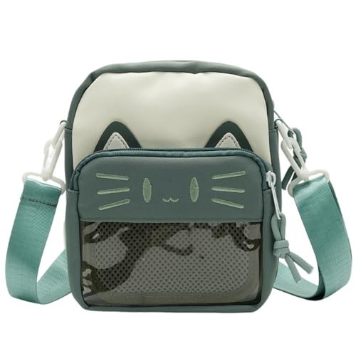 Cute Crossbody Bag Kawaii Ita Bag with Insert and Accessories 4 Pins Small Cat Purse for Phone (Green) | Backpacks4Less